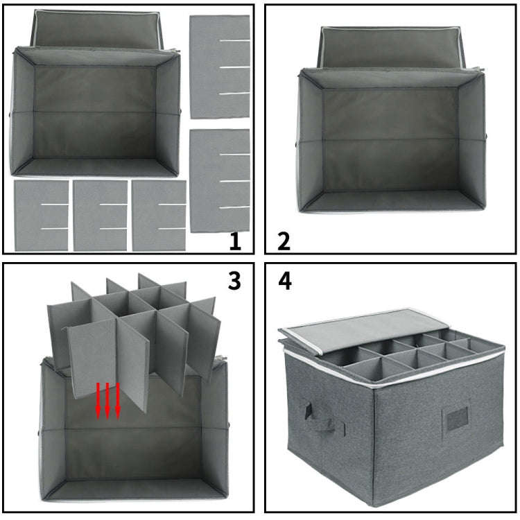 Foldable Stemmed Wine Glass Storage Box(Grey)