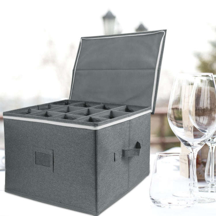 Foldable Stemmed Wine Glass Storage Box(Grey)