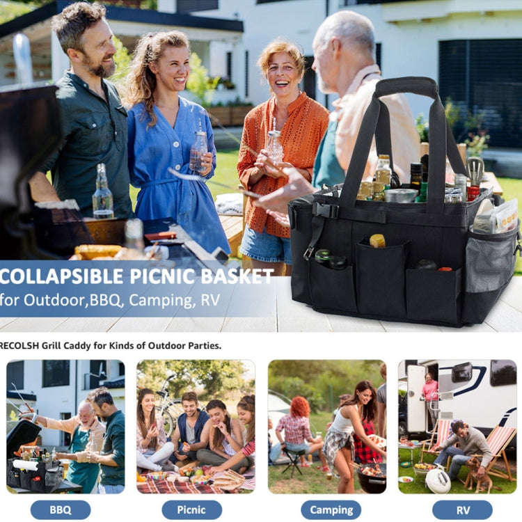 Foldable and Portable Outdoor Car Camping Picnic Storage Bag(Black)