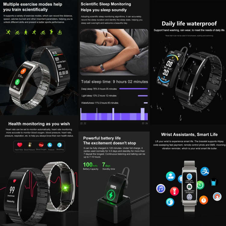 K7 1.14 inch TFT Screen Smart Call Bracelet, BT Call / Heart Rate / Blood Pressure / Blood Oxygen...