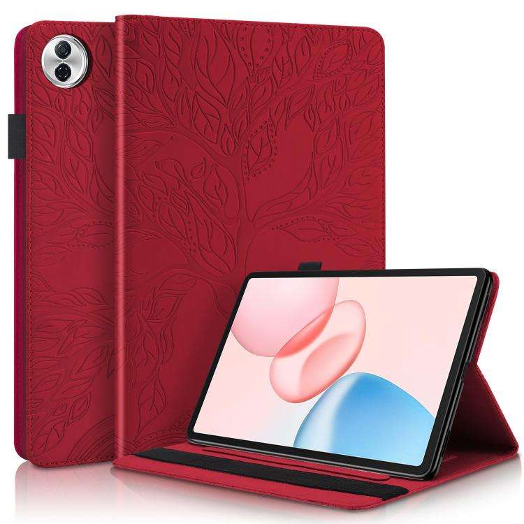 For Honor Pad 10 Tree Life Series Embossed Leather Tablet Case(Red)