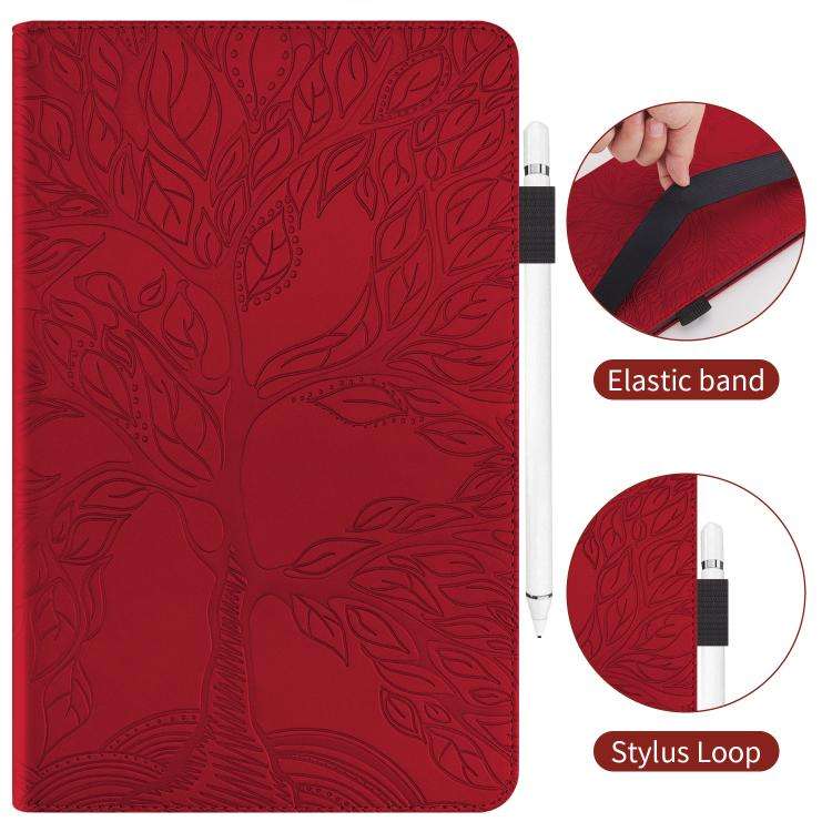 For Honor Pad 10 Tree Life Series Embossed Leather Tablet Case(Red)