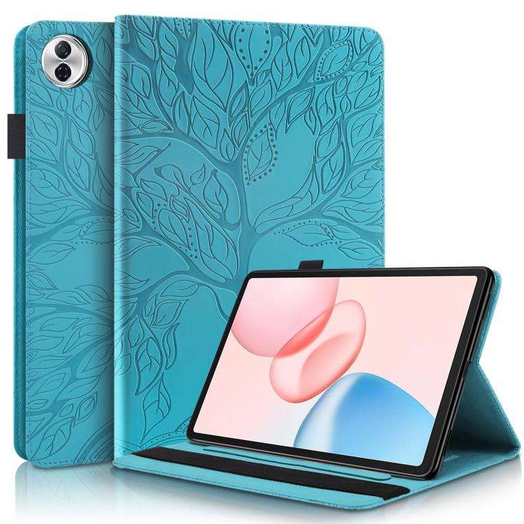 For Honor Pad 10 Tree Life Series Embossed Leather Tablet Case(Lake Blue)