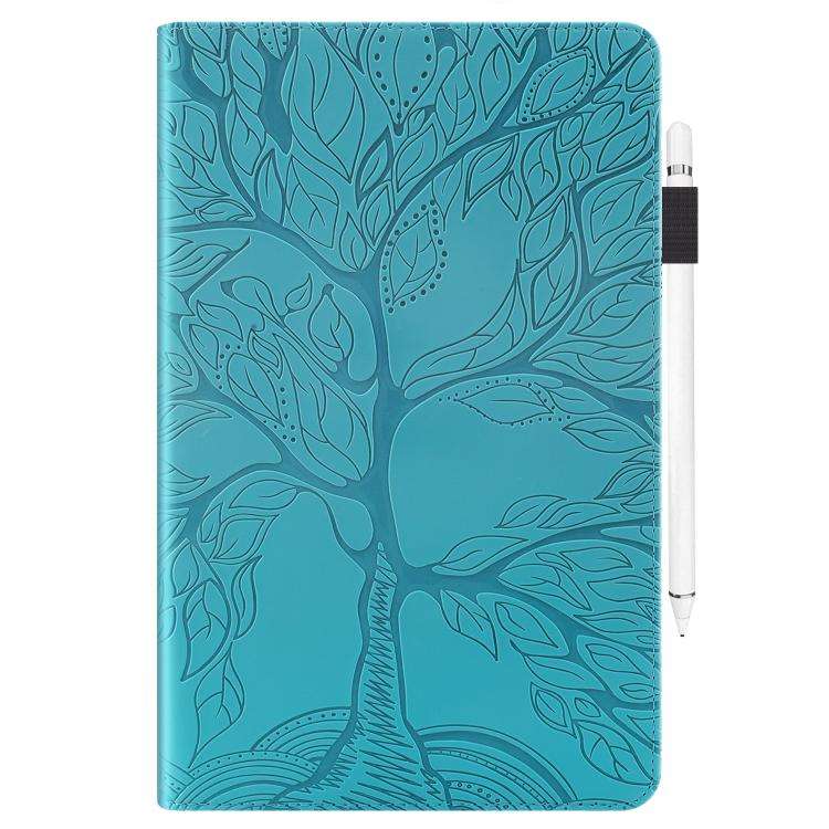 For Honor Pad 10 Tree Life Series Embossed Leather Tablet Case(Lake Blue)