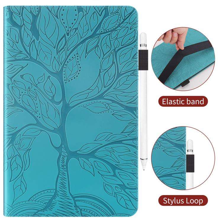 For Honor Pad 10 Tree Life Series Embossed Leather Tablet Case(Lake Blue)