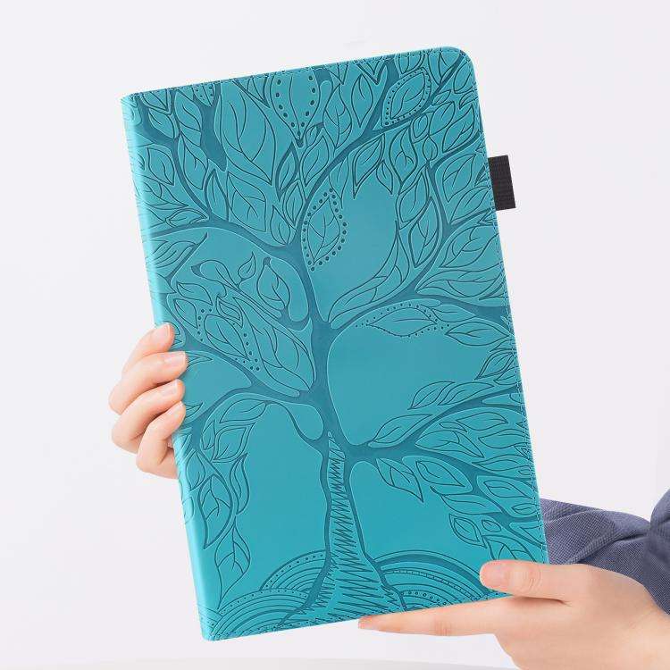For Honor Pad 10 Tree Life Series Embossed Leather Tablet Case(Lake Blue)