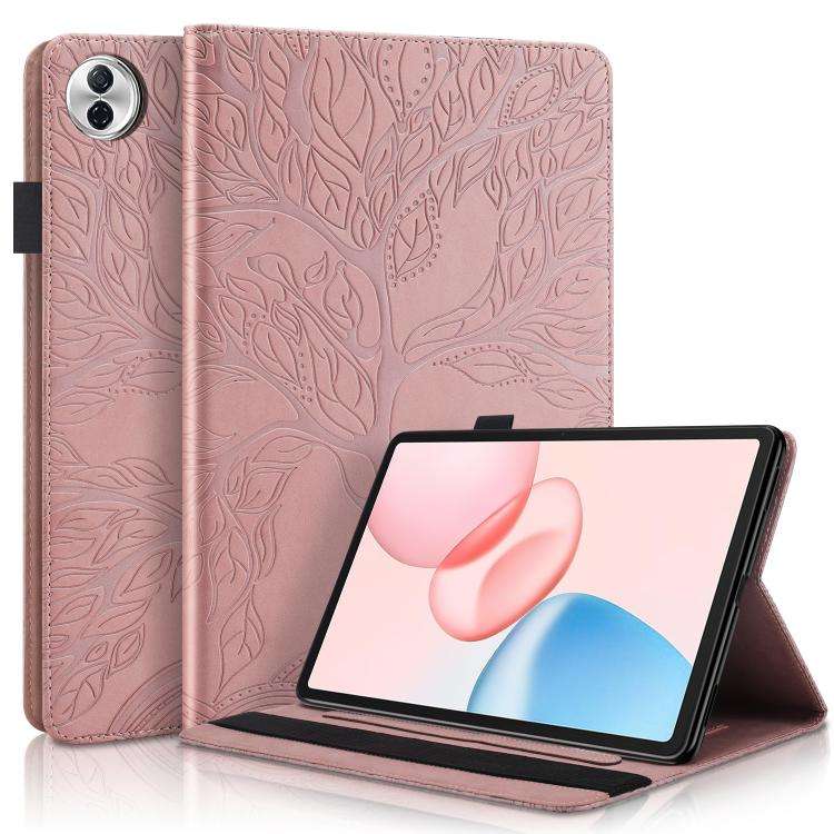 For Honor Pad 10 Tree Life Series Embossed Leather Tablet Case(Rose Gold)
