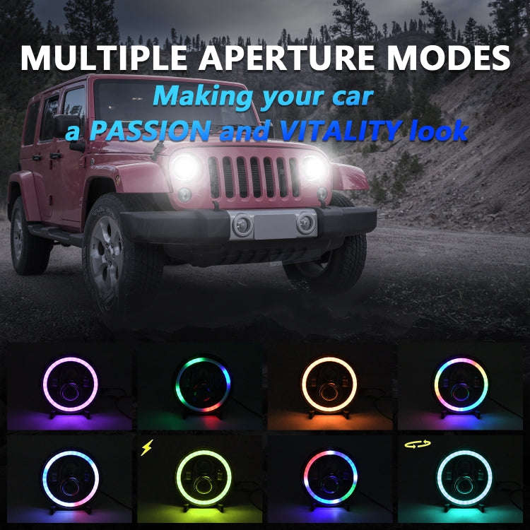 C0090 7 inch Car Colorful Round Angel Eye Headlight