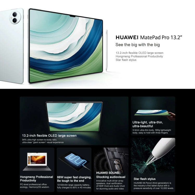 HUAWEI MatePad Pro 13.2 inch WiFi, 16GB+1TB, with Smart Keyboard + Stylus, HarmonyOS 4 Hisilicon ...