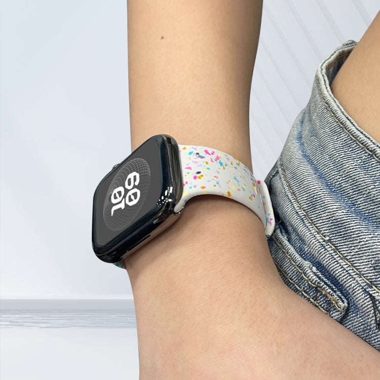 For Apple Watch 42mm Floral Silicone Watch Band(Starlight)