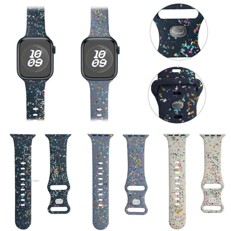 For Apple Watch Ultra 2 49mm Floral Silicone Watch Band(Blue)