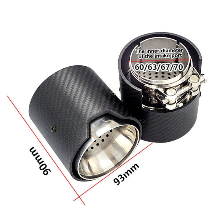 Car Modified MP Exhaust Pipe Glossy 90mm Carbon Fiber Short Tail Throat for BMW 3 Series, Air Inl...