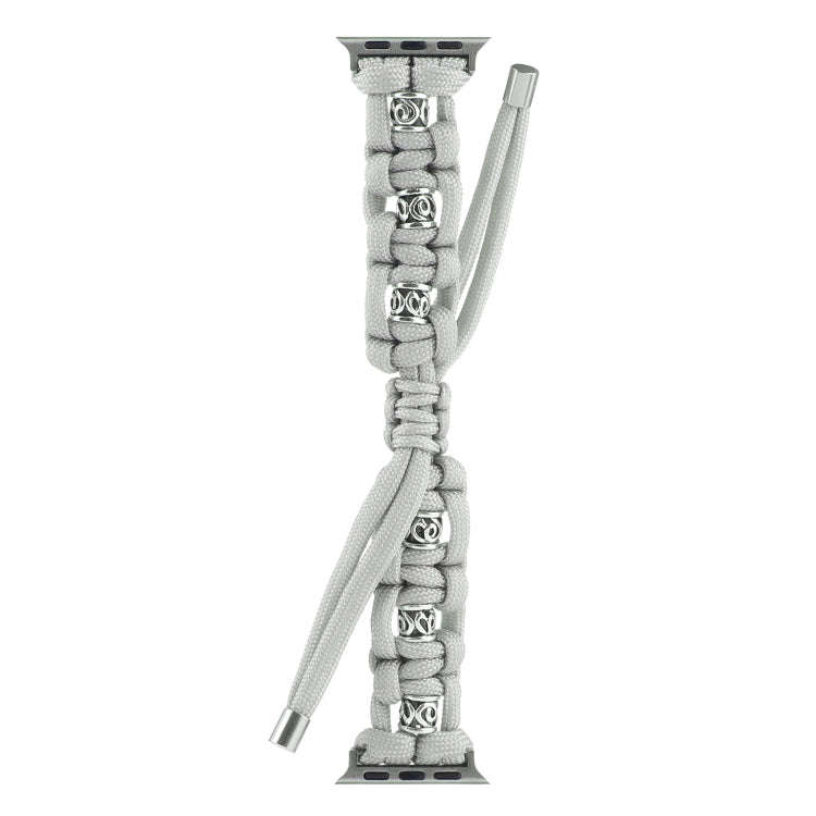 For Apple Watch SE 2023 40mm Silk Silver Beads Braided Watch Band(Grey)