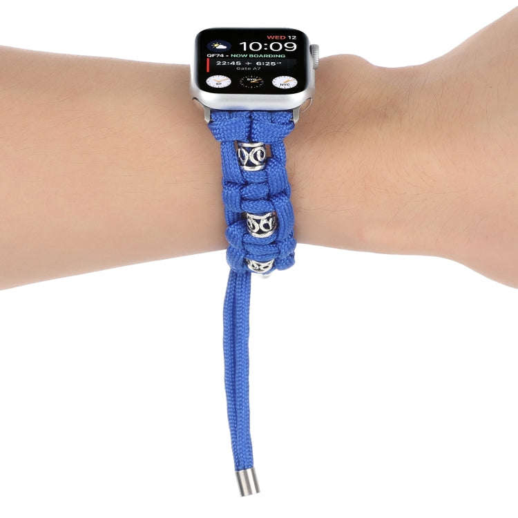For Apple Watch SE 2023 40mm Silk Silver Beads Braided Watch Band(Blue)