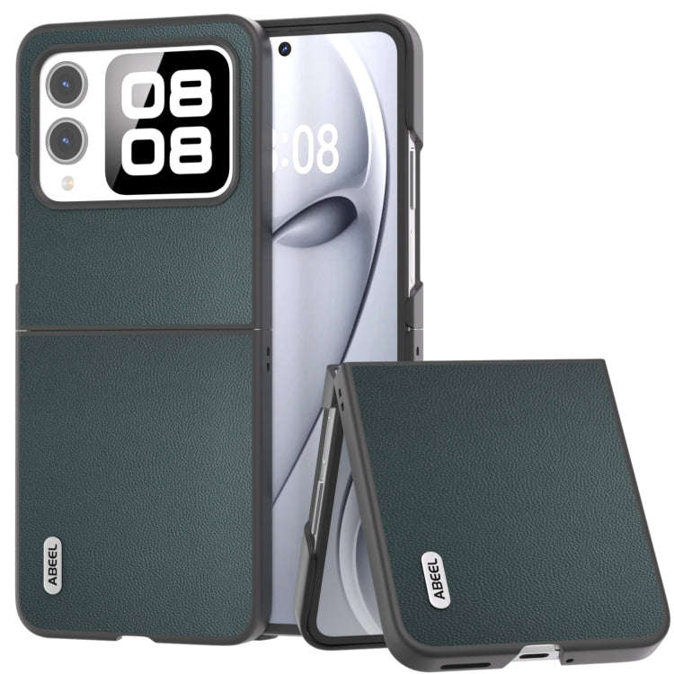 For Huawei nova Flip ABEEL Genuine Leather Elegant Black Edge Phone Case(Green)