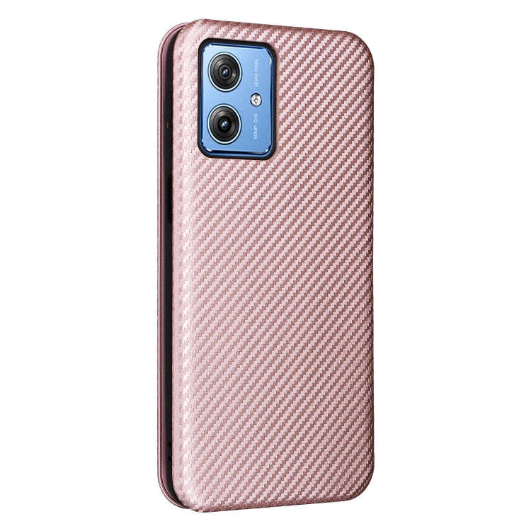For Motorola Moto G54 5G / G64 / G64y Carbon Fiber Texture Flip Leather Phone Case(Pink)