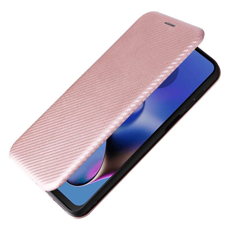 For Motorola Moto G54 5G / G64 / G64y Carbon Fiber Texture Flip Leather Phone Case(Pink)