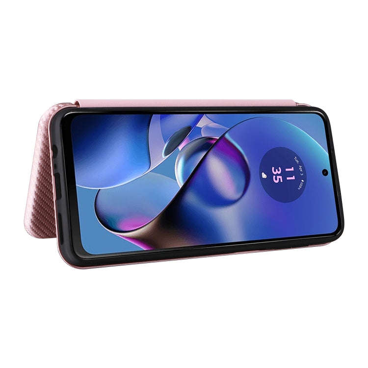 For Motorola Moto G54 5G / G64 / G64y Carbon Fiber Texture Flip Leather Phone Case(Pink)