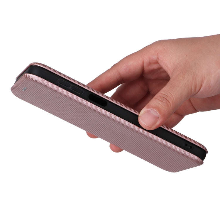 For Motorola Moto G54 5G / G64 / G64y Carbon Fiber Texture Flip Leather Phone Case(Pink)