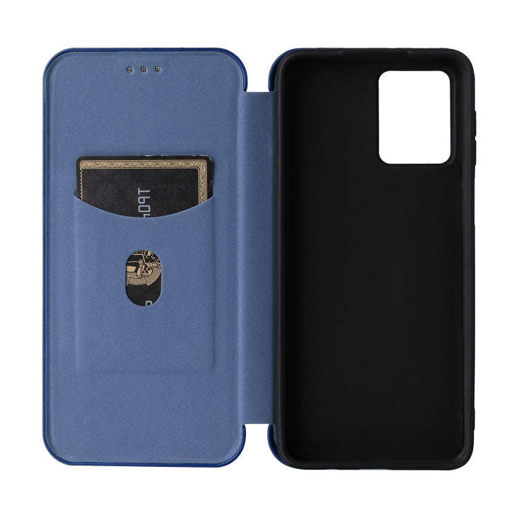 For Motorola Moto G54 5G / G64 / G64y Carbon Fiber Texture Flip Leather Phone Case(Blue)