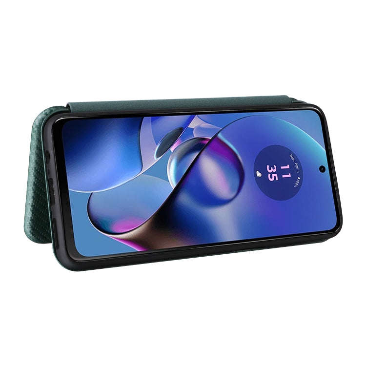 For Motorola Moto G54 5G / G64 / G64y Carbon Fiber Texture Flip Leather Phone Case(Green)