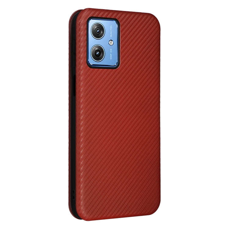For Motorola Moto G54 5G / G64 / G64y Carbon Fiber Texture Flip Leather Phone Case(Brown)