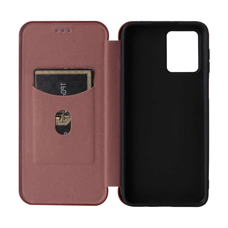 For Motorola Moto G54 5G / G64 / G64y Carbon Fiber Texture Flip Leather Phone Case(Brown)