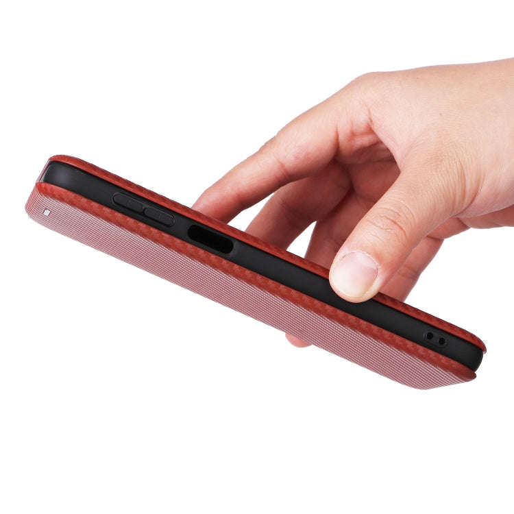 For Motorola Moto G54 5G / G64 / G64y Carbon Fiber Texture Flip Leather Phone Case(Brown)