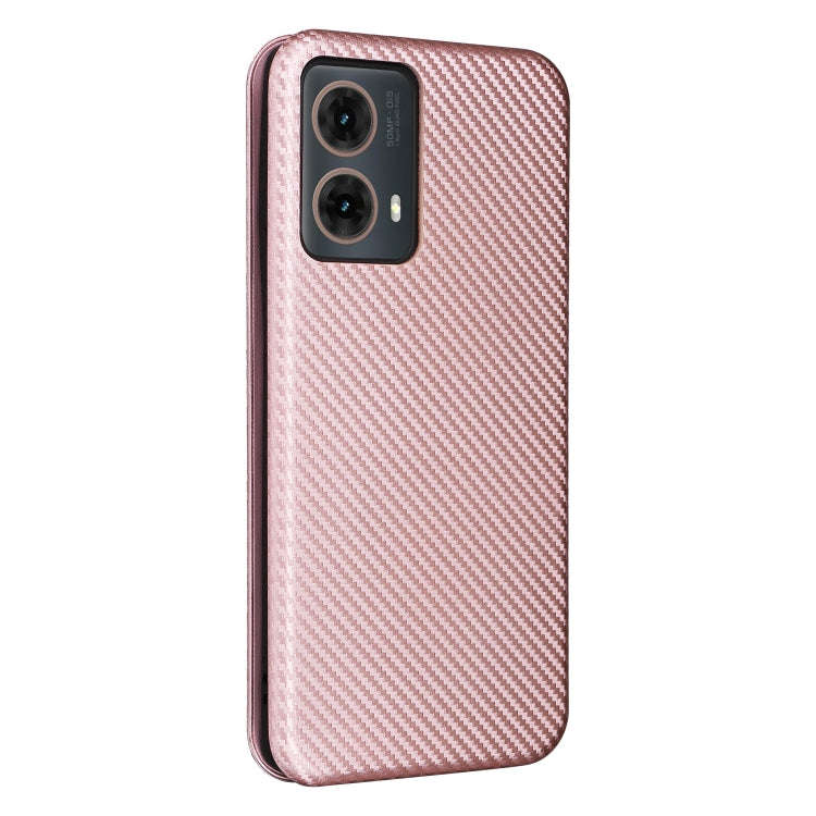 For Motorola Moto G85 Carbon Fiber Texture Flip Leather Phone Case(Pink)