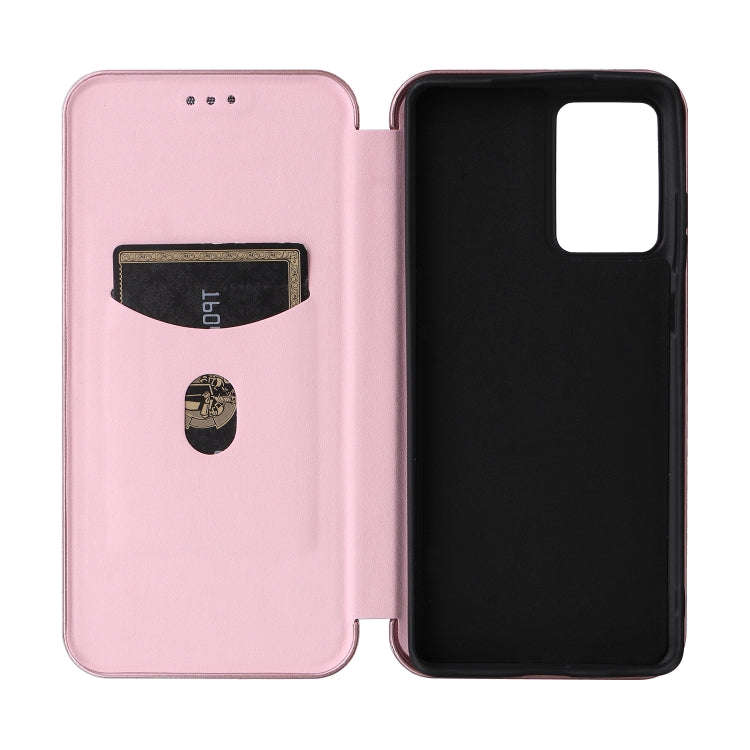 For Motorola Moto G85 Carbon Fiber Texture Flip Leather Phone Case(Pink)