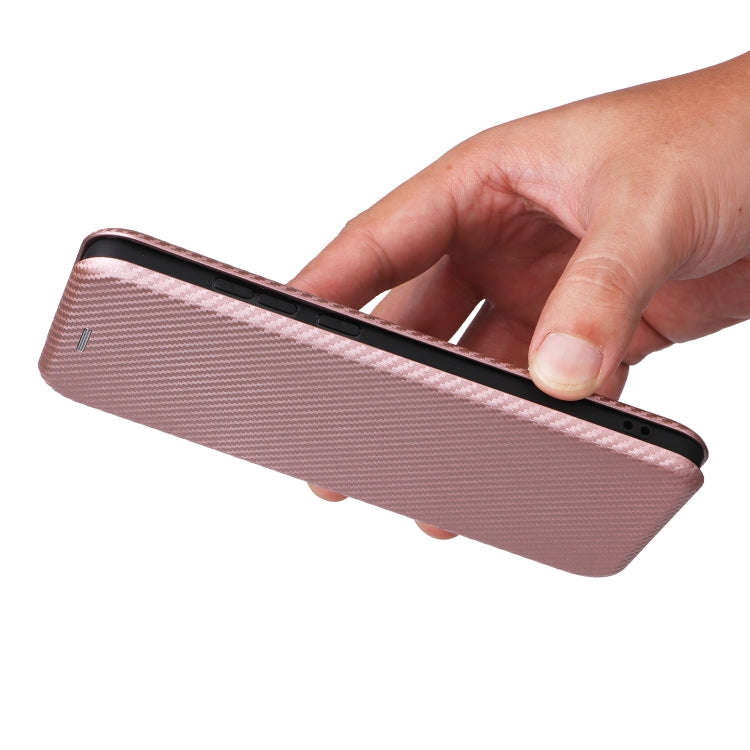 For Motorola Moto G85 Carbon Fiber Texture Flip Leather Phone Case(Pink)