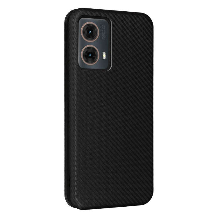 For Motorola Moto G85 Carbon Fiber Texture Flip Leather Phone Case(Black)