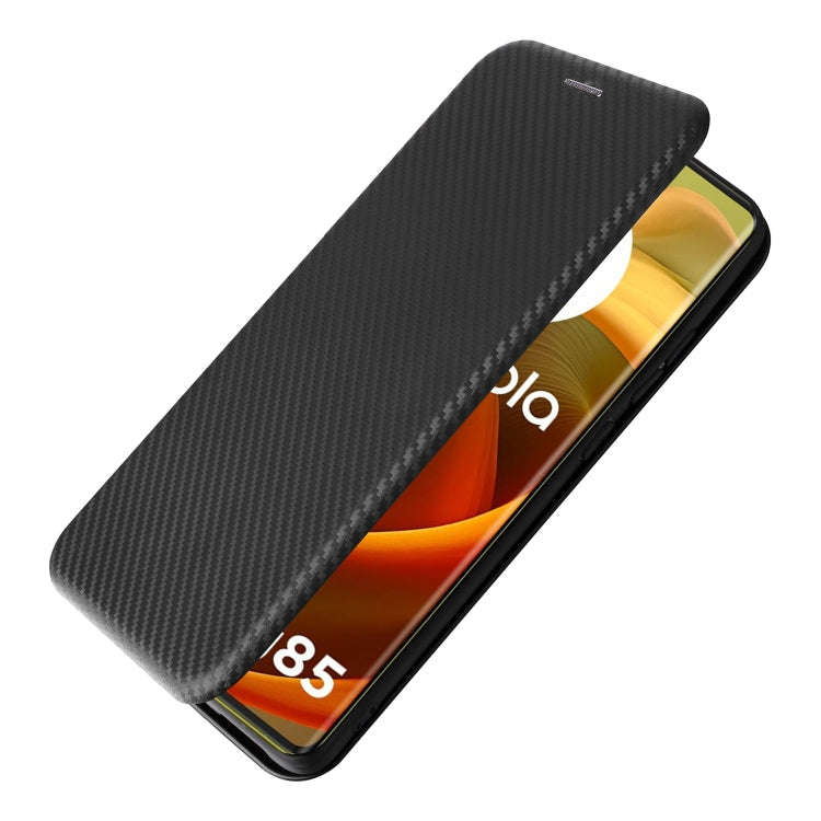 For Motorola Moto G85 Carbon Fiber Texture Flip Leather Phone Case(Black)