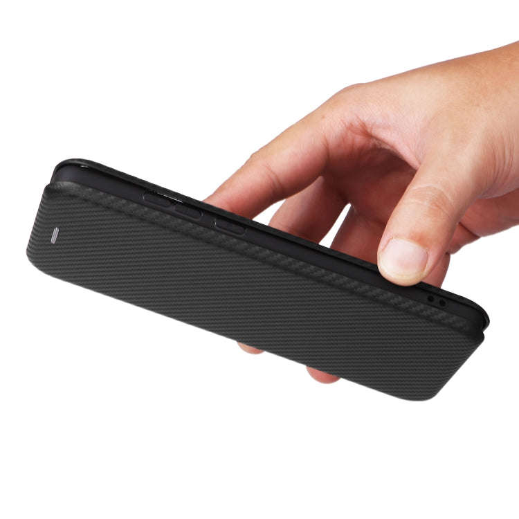 For Motorola Moto G85 Carbon Fiber Texture Flip Leather Phone Case(Black)