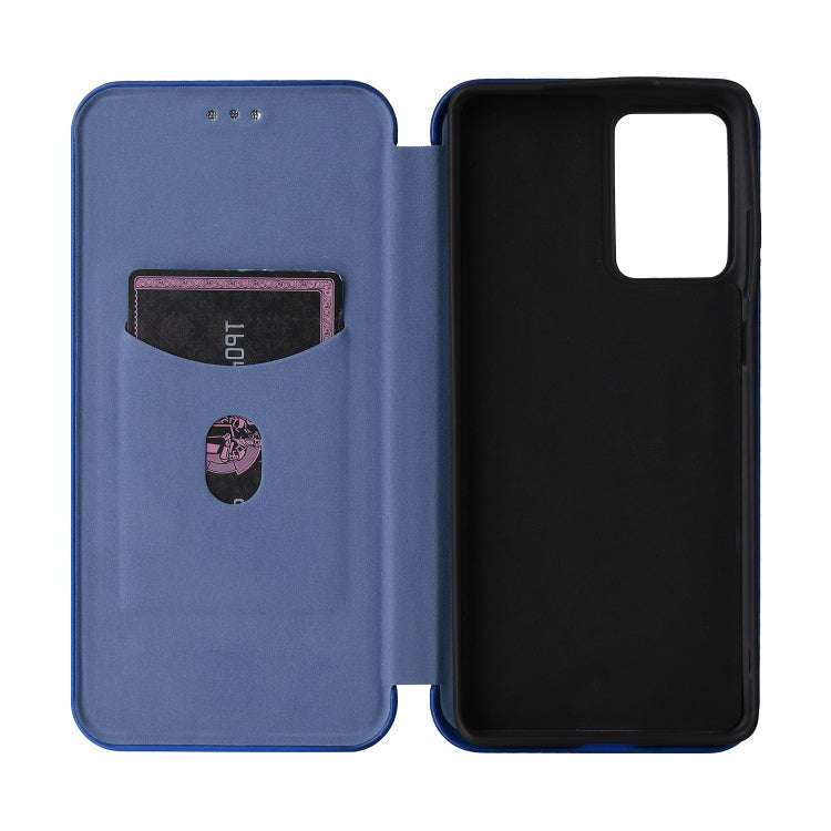 For Motorola Moto G85 Carbon Fiber Texture Flip Leather Phone Case(Blue)