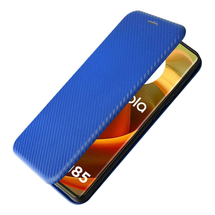 For Motorola Moto G85 Carbon Fiber Texture Flip Leather Phone Case(Blue)