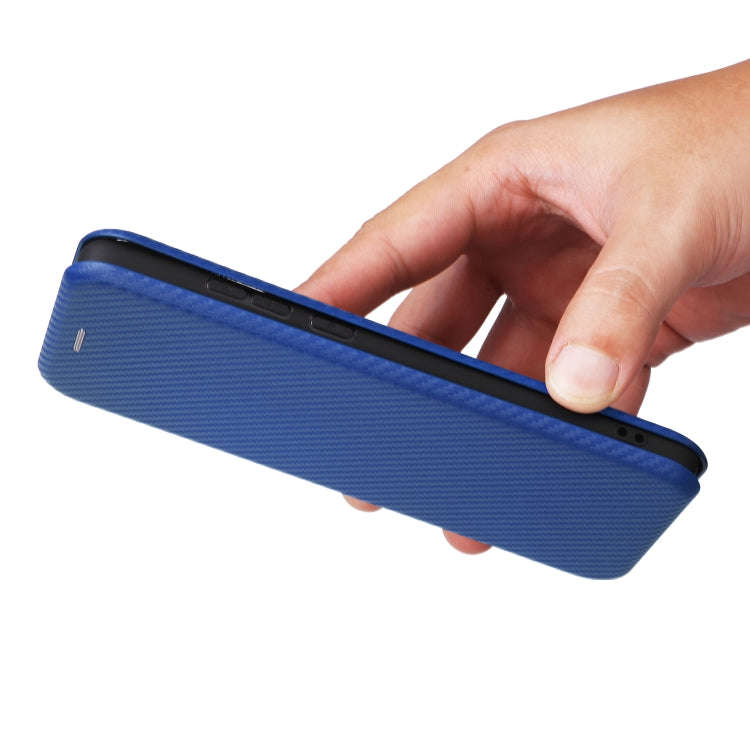 For Motorola Moto G85 Carbon Fiber Texture Flip Leather Phone Case(Blue)