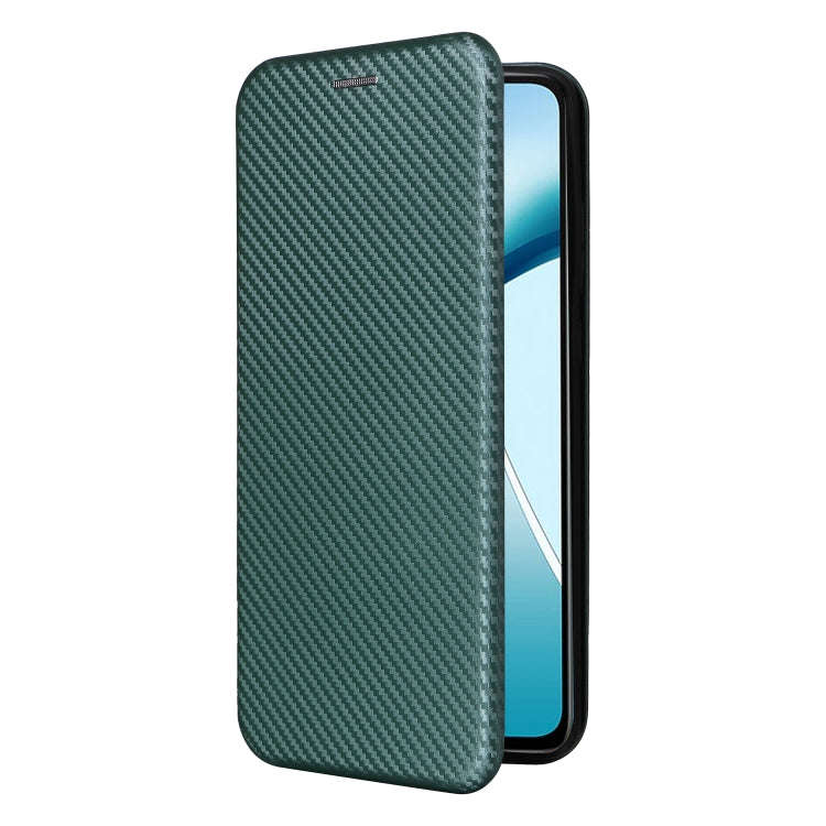 For Motorola Moto G85 Carbon Fiber Texture Flip Leather Phone Case(Green)