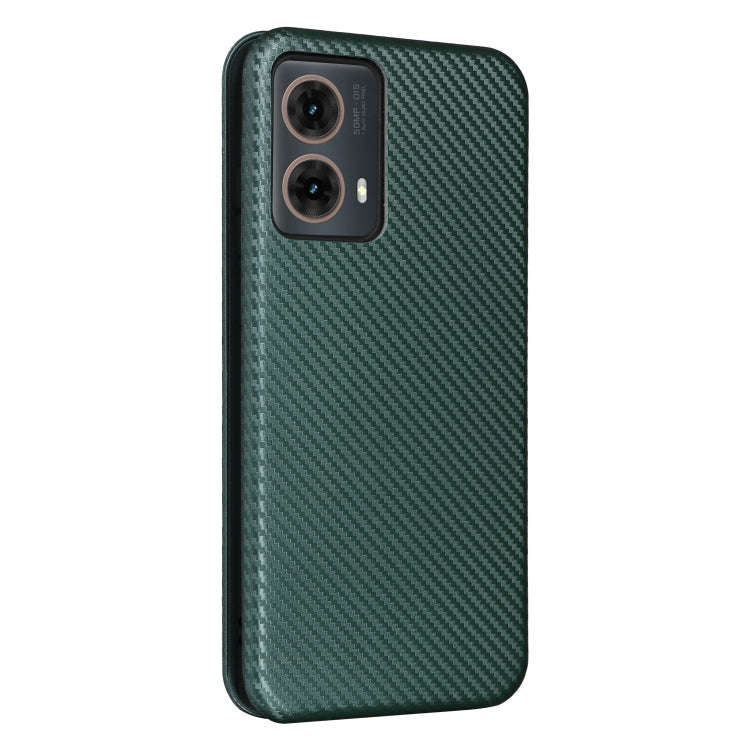 For Motorola Moto G85 Carbon Fiber Texture Flip Leather Phone Case(Green)
