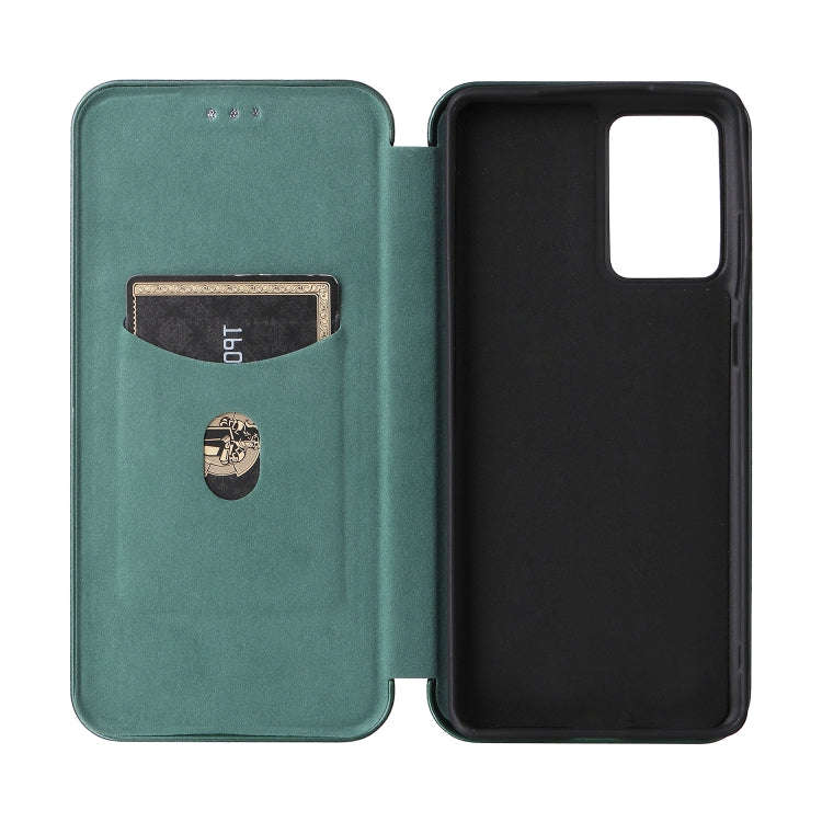 For Motorola Moto G85 Carbon Fiber Texture Flip Leather Phone Case(Green)