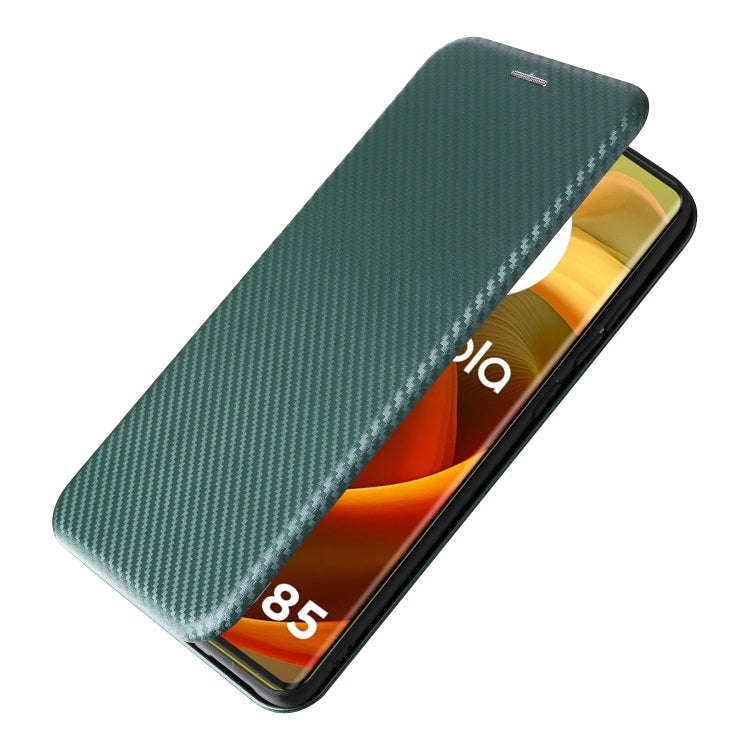 For Motorola Moto G85 Carbon Fiber Texture Flip Leather Phone Case(Green)