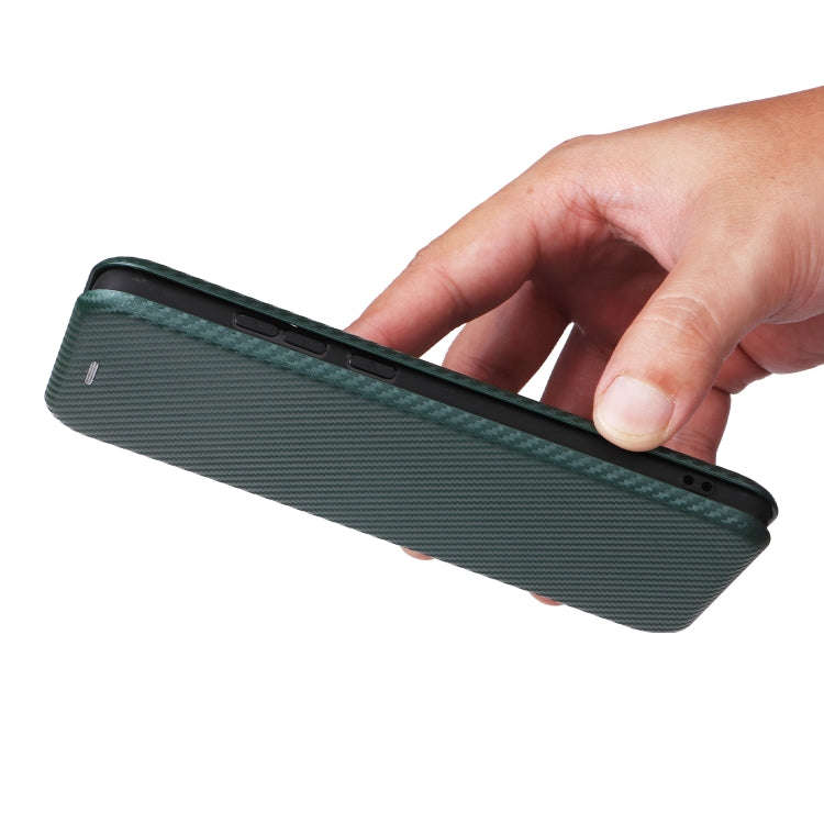 For Motorola Moto G85 Carbon Fiber Texture Flip Leather Phone Case(Green)