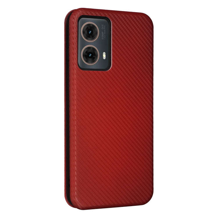 For Motorola Moto G85 Carbon Fiber Texture Flip Leather Phone Case(Brown)