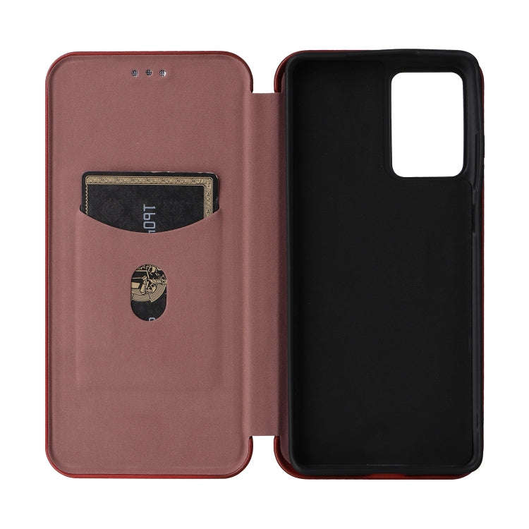 For Motorola Moto G85 Carbon Fiber Texture Flip Leather Phone Case(Brown)