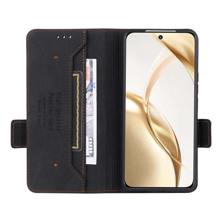 For Honor 200 Magnetic Clasp Flip Leather Phone Case(Black)