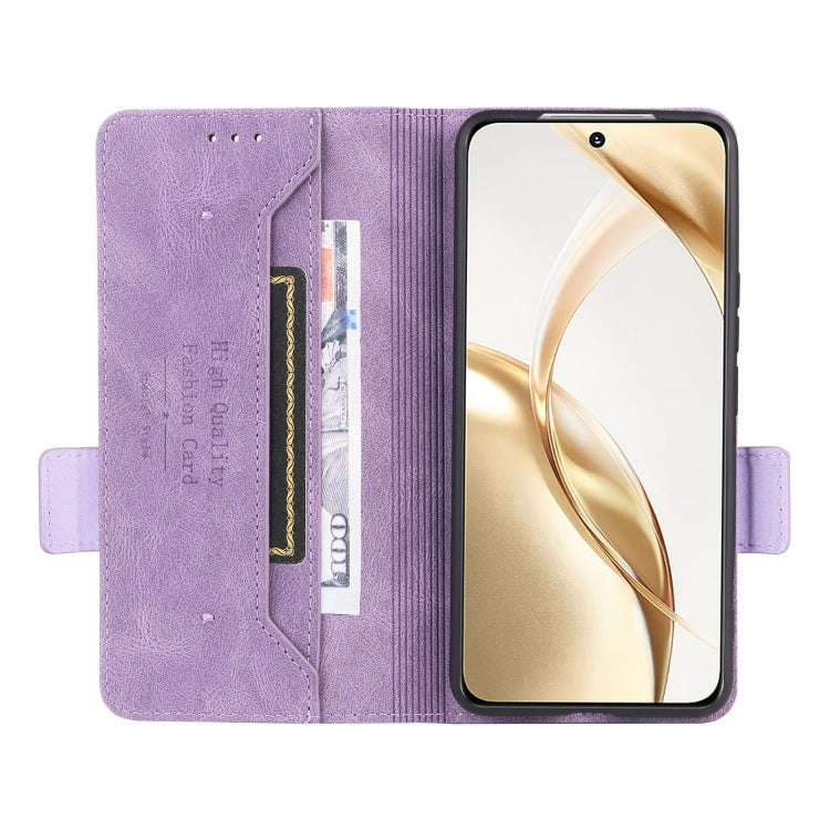 For Honor 200 Magnetic Clasp Flip Leather Phone Case(Purple)