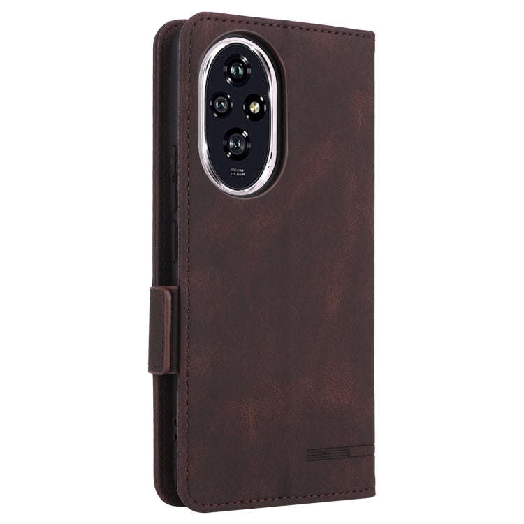 For Honor 200 Magnetic Clasp Flip Leather Phone Case(Brown)