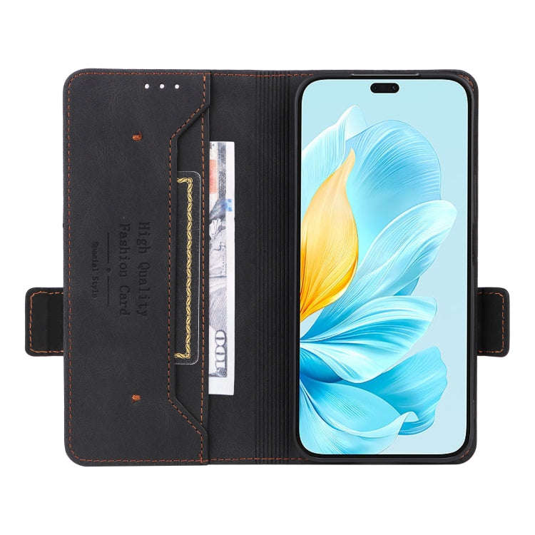 For Honor 200 Lite Global Magnetic Clasp Flip Leather Phone Case(Black)