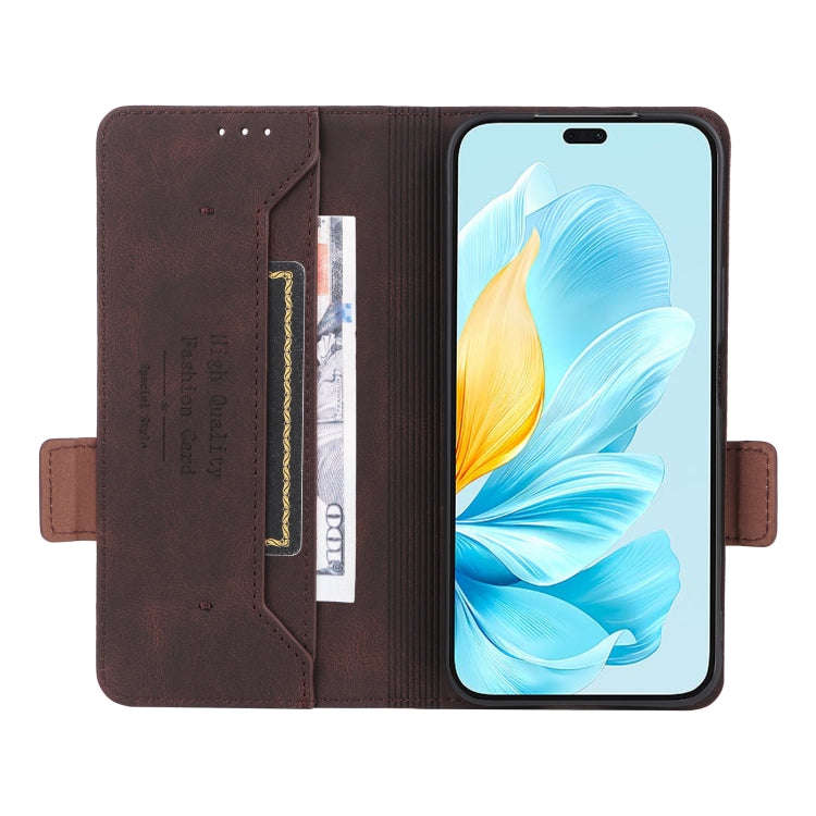 For Honor 200 Lite Global Magnetic Clasp Flip Leather Phone Case(Brown)