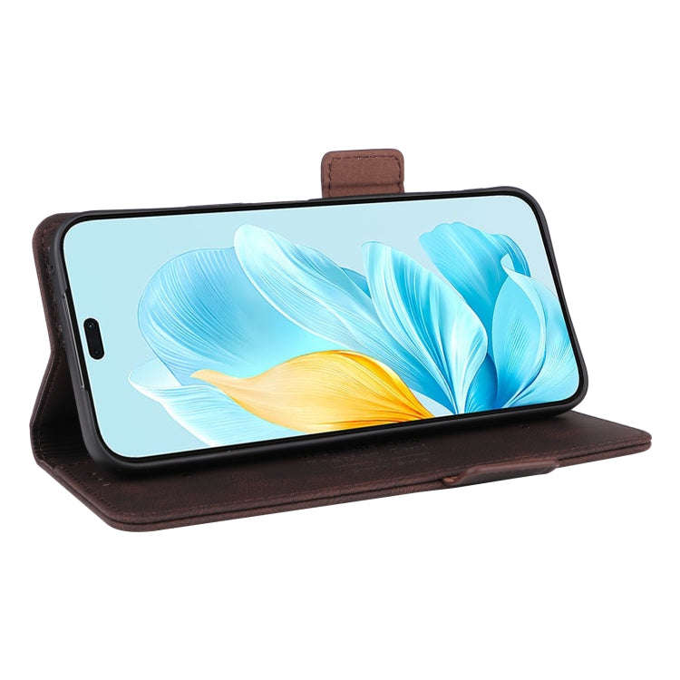For Honor 200 Lite Global Magnetic Clasp Flip Leather Phone Case(Brown)